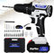 Cordless 21V Combi Drill Power Kit - Electric Screwdriver Set, 29pc Accessory Kit, 3/8 Keyless Chuck, 2 Speeds, 25+1 Torque, Quick Change Battery & Charger Included - White