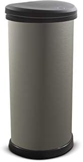 Curver Metal Effect Kitchen One Touch Deco Bin, Grey, 40 Litre
