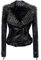 DISSA Damen Schwarz Nieten Lederjacke Kunstleder Bikerjacke mit Reißverschluss,P608,6XL