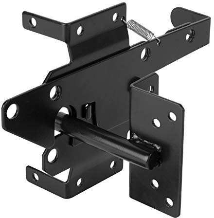 HILLMASTER Heavy Duty Self-Locking Gate Latch for Wooden Fence, Post Mount Automatic Gate Lock Gravity Door Latch Hardware for Secure Pool, Outdoor Garden, Metal Gates Vinyl Fence, Black Finish