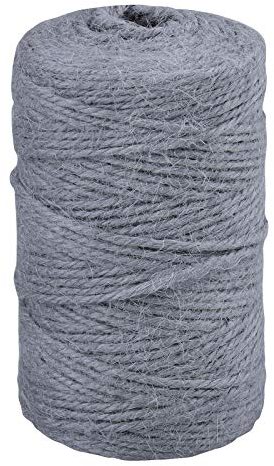 Ficelle de Jute Corde en Jute 2mm x 100M pour Travaux Manuels, Décoration, Emballage Cadeau, Jardinage (Gris)