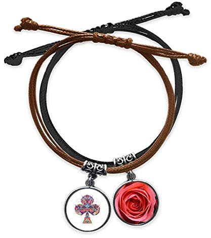 Club carte da gioco geometriche modello bracciale corda mano catena in pelle rosa braccialetto