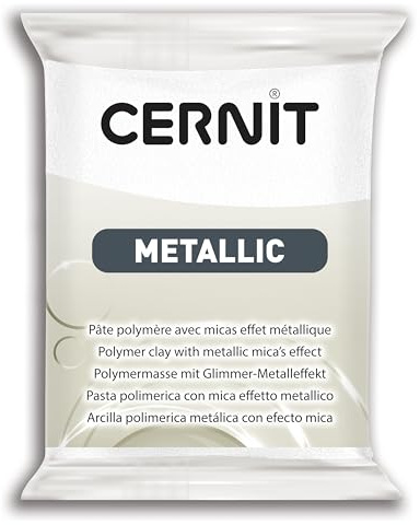 CERNIT CE0870056085C - Block Modelliermasse (Polymer) METALLIC, ofenhärtend, sofort gebrauchsfähig, 56g, geeignet für DIY, Schmuck und Figuren, für Einsteiger und Hobbykünstler, Perlmutt, 1 Stück