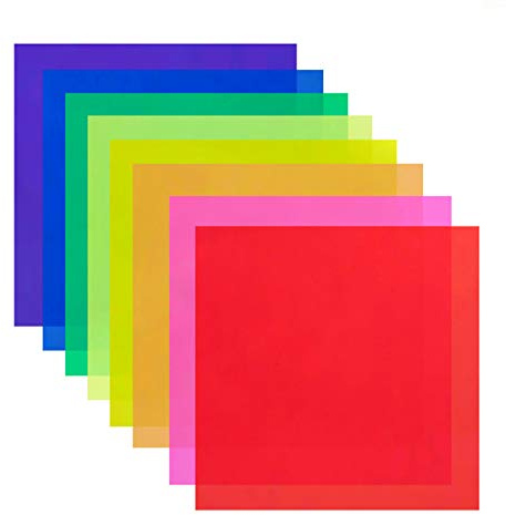 BANLTRE 8 stycken 30 x 30 cm transparent färgkorrigering belysning gelfilter - färgat gel ljusfilter plastark