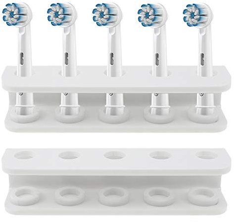 SRunDe Portaspazzolino elettrico autoportante 5 teste portaspazzolino per bagno ecologico robusto ed elegante supporto per testa di spazzolino da denti in acrilico bianco (diametro 12mm/spessore 4mm)