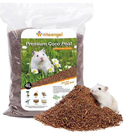 Niteangel® Cama de hámster de coco natural para hámsteres sirios enanos, jerbos, ratones, degus u otros animales pequeños (turba de coco)