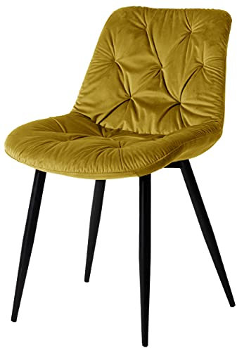 exitodesign Polsterstuhl Malmo - Gepolsterter Stuhl - Esszimmerstühle - Bürostuhl - Stuhl Küche Wohnzimmer - Bequem Praktisch - Haltbares Material - Zimmer Deko Wohnzimmer - 51x62x83cm - Curry