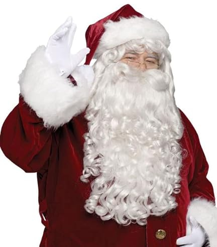 Weihnachtsmann Bart und Perücke Nikolaus Bart und Perücke +Lang Bart +Augenbrauen Weiß Nikolaus Kostüm Perücken für Santa Claus Nikolaus St. Martin Ruprecht Gott Weihnachten Kostüm Wig 038