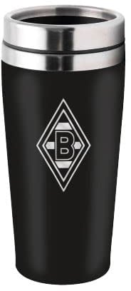 Borussia Mönchengladbach Thermobecher “Raute” | Offizieller Fanartikel Fohlenshop | Kaffeebecher to go | Trinkbecher auslaufsicher mit silberner Vereinsraute - 450 ml Vol.