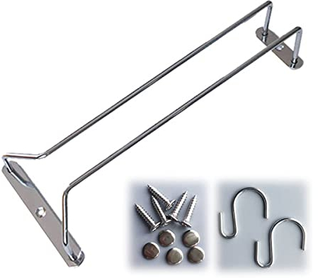 SYLJ 1 Reihe Weinglasregal aus Edelstahl, Umgekehrter Weinglashalter, Gläserschiene, Hängender Glashalter mit Schrauben, Länge: 18-60cm (Size : 27x11.5cm(10.6x4.5in))