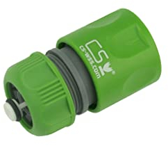 CS Schnellverbinder 1/2 Zoll für die Gartenbewässerung mit CS Perlschlauch/Gartenschlauch/Schwitzschlauch/Bewässerungsschlauch (Schnellschlauchstück Wasserstop, Hellgrün/Grau)