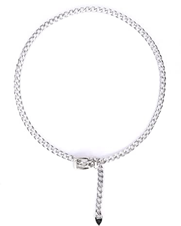 irisaa Kettengürtel Damen, Mehrschichtiger Taillenkettengürtel, Elastischer Hüftgürtel, Stretch Gürtel mit Hakenverschluss, MGZ Farbe:Silber Schnalle