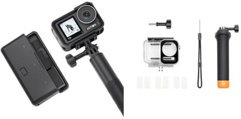 DJI Osmo Action 3 Adventure-Combo - 4K HDR Action-Cam, 10-Bit Farbtiefe, wasserdicht, HorizonSteady, kältebeständig und langlebig, Akkuladeschale, Verlängerungsstab & Osmo Action Tauch-Zubehörset