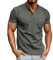 Donason Camiseta de Manga Corta para Hombre Camisa Henley Casual de Verano T-Shirt Básico Cuello Redondo con Botónes y Bolsillo