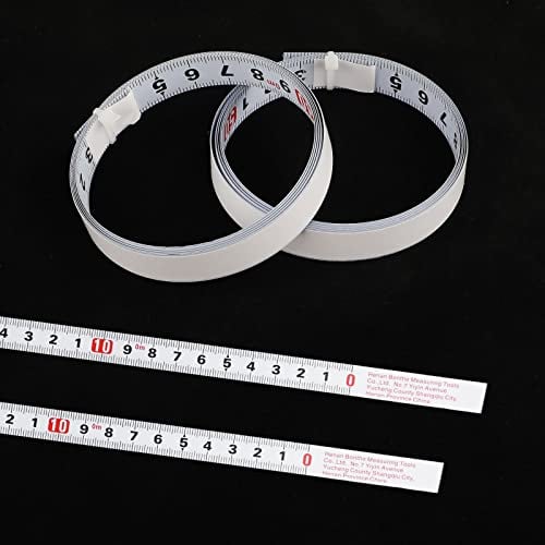 Maßband Selbstklebend, 2 Rollen 1M Selbstklebendes Maßband, Weiß lackiertes Skalenbandmaß, für Vermessung wie Werkbänke(Rückwärts)