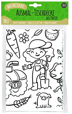 Papier-Tischdecke zum Ausmalen, Motiv Bauernhof, bemalbare Tischdecke mit Tieren, Deko Kindergeburtstag, Ausmalen Mädchen, Ausmalen Jungen Mal Mich Bunt