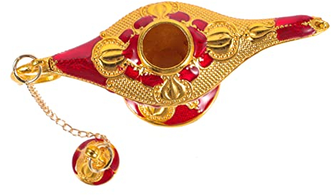 WOONEKY Aladdin's Lamp Decor Feast Lamp Retro Lamp Vintage Lamp Adornment Incense Burners Tea Oil Pot Costume Lamp Ornament Retro Wishing Lamp Arab Metal Lamp Banquet Zinc Alloy Red