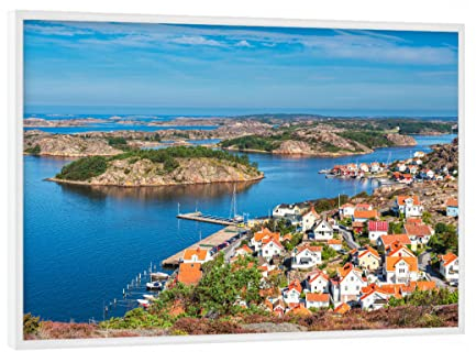 artboxONE Poster mit weißem Rahmen 18x13 cm Natur Berg, Stadt, Meer - Bild schweden fjällbacka heidekraut