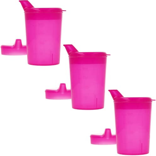 Horn Medical Lot de 3 gobelets à bec pour adulte avec 2 couvercles (grande et petite ouverture) - Couleur au choix (rouge)