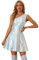Allegra K Damen Ärmellos One Shoulder Metallic Partykleid Disco Holografisches Glitzer Kleid Silber M