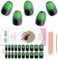 EBANKU 20PCs Gel Nail Stickers, Black & Aura Green Gel Strips with Nail File & Wooden Stick for Women & Manicure