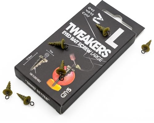 OMC Tweakers Eyed Bait Screw 5 Pack - Small & Large Size Options | Carp Fishing Bait Screw with Floss Eye for Secure Hookbait and Snowman Rigs