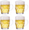 TUSAPAM Dimple Stein Bierkrug-Set, 590 ml, Biergläser mit Griff, Glas-Bierkrug, spülmaschinen- und gefriergeeignet, klar und stabil, 4er-Set