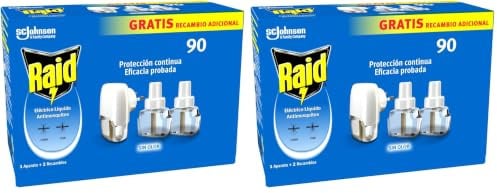 Raid Líquido Eléctrico, protección frente al mosquito común y tigre, hasta 180 noches de protección, sin olor, 2 aparatos + 4 recambios 4x27ml