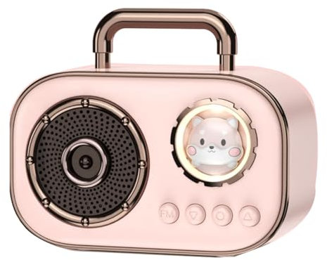 Doumneou 1 altavoz Bluetooth retro subwoofer mini altavoz de escritorio altavoz portátil para el hogar - rosa