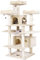 MSmask Kratzbaum groß XXL, 175cm Katzenbaum stabil mit 3 Aussichtsplattformen, Katzenkratzbaum für große Katzen, Kratzsäulen mit Sisal, Beige