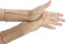 NURCOM Arthritis-Kompressionshandschuhe für Damen und Herren, rheumatoide Schmerzlinderung, Gelenkunterstützung, mit offenem Finger-Design, Beige, Small Fits Most 6.5’’ - 7.5’’
