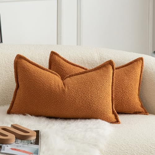 Mandioo 2er Set Dekorativer Kissenbezug Woven Textured Sofakissen Dekokissen Kissenbezüge Super Soft Premium Simple Design Wurfkissenbezug Schlafzimmer Wohnzimmer Tabak 30x50cm