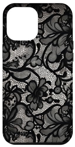 Hülle für iPhone 15 Pro Max Schwarze Spitze, Vintage-Muster