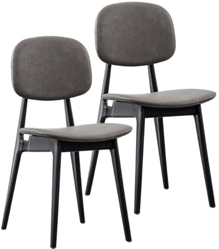 FAANAS Mid Century Modern Esszimmerstuhl Satz von 2, PU Leder Gepolstert Küche & Esszimmer Stühle mit Offenem Rücken Ohne Armlehne Moderner Stuhl, Gray A