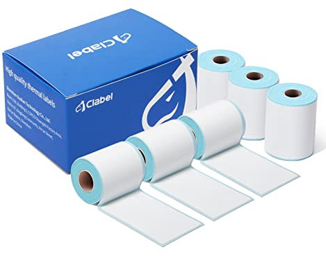 CLABEL 6 Rollen Weiß 40x60mm Etikettenband für 221B 220B 230B 320B Etikettendrucker selbstklebend Thermo Etiketten für Etikettiergerät Ersatz für Zuhause Barcode, 100 Etiketten/Rolle(1,57x2,36)