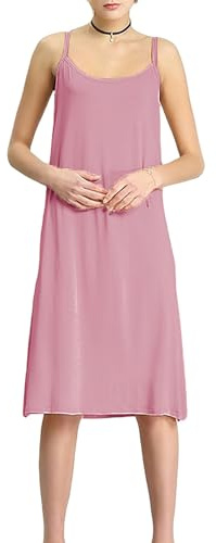Jamron Femme Grande Taille Fond de Robes Longue avec Bretelles Jupon sous Robe Chemise de Nuit sans Manches (S-5XL)