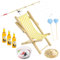 Miniatur Angelrute Set, 9 Stück Miniatur Wichtel Zubehör, Angelstuhl Fischernetz Strohhut Fischschale mit Fischer Angeln Cake Topper, Miniatur Puppenhaus Set, Garten Deko Accessoires (A)
