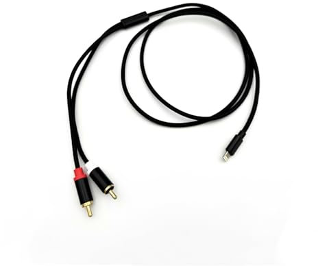 Qczhiwen RCA Aux Cable for iPhone, 2-Male RCA to IOS Adapter, iPhone to Aux Cable, Audio Stereo Aux Cord Compatible with iPhone iPad iPod Touch for Home, Car and Speakers Amplifier (1.2M)