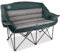 LANMOUNTAIN Fully Padded Folding Double Camping Chairs,Comfy Oversized Loveseat Lawn Chair w/Wine Glass Holder,Cup Holder,Heavy Duty Outdoor Portable Camp Couch Support 600 Lbs,Dark Green