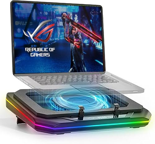 Pad di raffreddamento per Asus ROG Strix Scar 18 Gaming Laptop Cooler con potente ventola di raffreddamento Turbo può raffreddamento veloce CPU+GPU 40 ° C, velocità variabile, 6 luci RGB