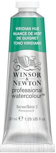 Winsor & Newton 0114696 Professional Watercolour - Viridian Farbton, 37ml Tube - Aquarellfarbe, lebendige Farben in Künstlerqualität, hohe Farbbrillanz & Leuchtkraft, lichtecht