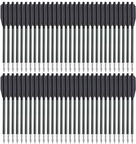 WANVZMR Mini Boulons d'arbalète, Flèches d'arbalète en Aluminium de 6,3 Pouces, Flèche de Chasse pour Arbalète de 50 à 80 LB, idéal pour la Pratique du tir à l'arc de Chasse à la Cible (60pcs Black)