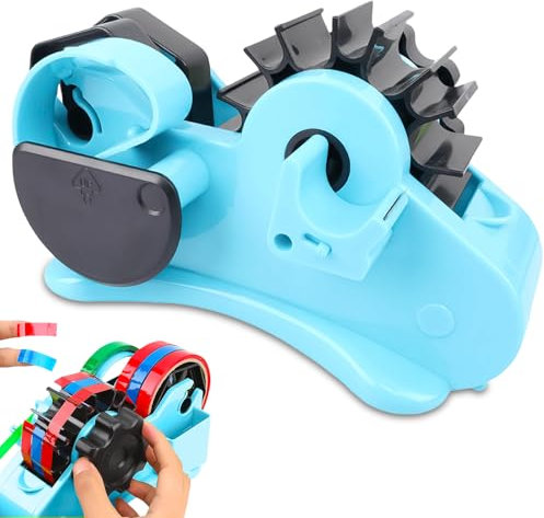 Wärme Band Spender mit Mehreren Rollen Schnitten, Wärmebandabroller Sublimation für Wärmeübertragungsband Klebebandabroller zum Aufkleben von Vinyl auf Klebeband Spender (Blau)