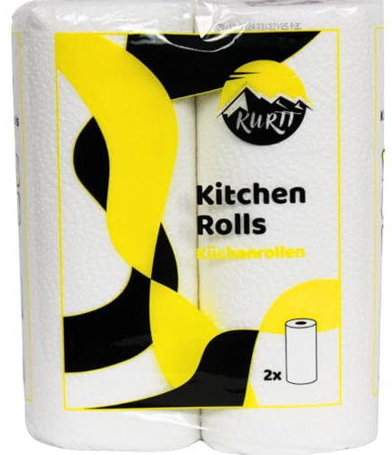 KURTT 28 rouleaux de papier essuie-tout, 50 feuilles par rouleau, 2 couches, papier essuie-tout blanc brillant, rouleau de papier essuie-mains 100 % cellulose, papier ménager, papier de masquage de