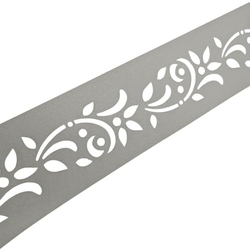 zaun|zu Premium dekor Floral #1 | Sichtschutzstreifen mit Lasermuster für Doppelstabzaun | Sichtschutz | Polypropylen | Made in Germany | UV-Stabil | modernes Design | Höhe 19cm Steingrau 2,55m