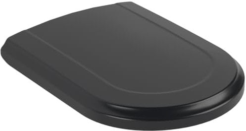 Villeroy & Boch Hommage WC-Sitz, Toilettendeckel mit Absenkautomatik, abnehmbarer Toilettensitz aus bruchsicherem Duroplast, Klodeckel Original Ersatzteil, D-Form, Pure Black, matt