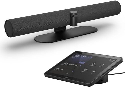 Jabra PanaCast 50 Video Bar System - All-in-one Meeting Room Solution, Audio bar, 180° Full-Room Webcam, Intelligent AI-Enabled Features, and PanaCast Control Touchscreen - MS Teams Certified - Black