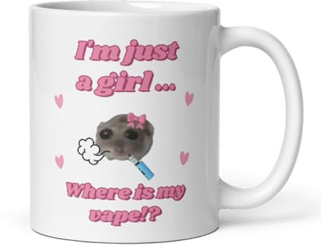 Confidently Quirky - I'm Just a Girl Where Is My Vape White Mug, Funny Vaping Secret Santa Mug, Joke Vape Girl Gift, Christmas Vape Daughter, Birthday Mum Vape