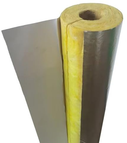 HSPLXYT Steam pipe glass wool insulation pipe shell jacket cotton boiler high temperature fireproof insulation rock wool opening aluminum foil material(X1,ID219MM/THK50MM)