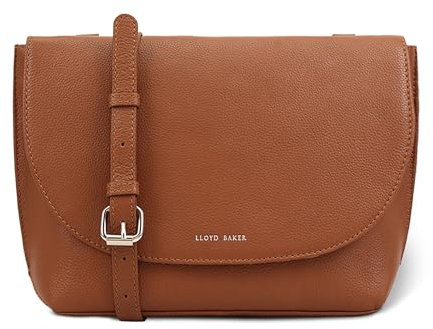 Lloyd Baker London – LYNA Umhängetasche mit Überschlag – modernes Design für Damen aus 100 % echtem Vollnarbenleder, hautfarben, Medium